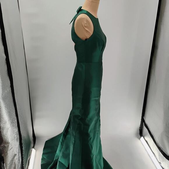 Alfred Sung D824 Hunter Green Jewel Neck Open Back Bow Gown Size 2 - Picture 15 of 16